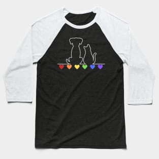 Rainbow Heart Dog and Cat Love Baseball T-Shirt